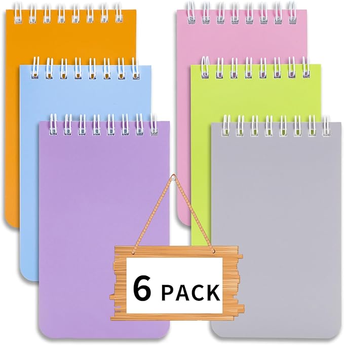 6pack Pocket Notebook Small Notepad Pocket Notepad Small Spiral Notebooks 3X5Inches (6-2)