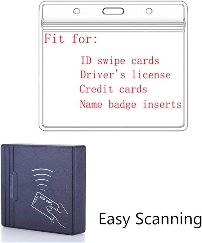 Extra Thick Horizontal ID Card Name Tag Badge Holder with Waterproof Type Resealable Zip (Holders with lanyards, 100Packs)