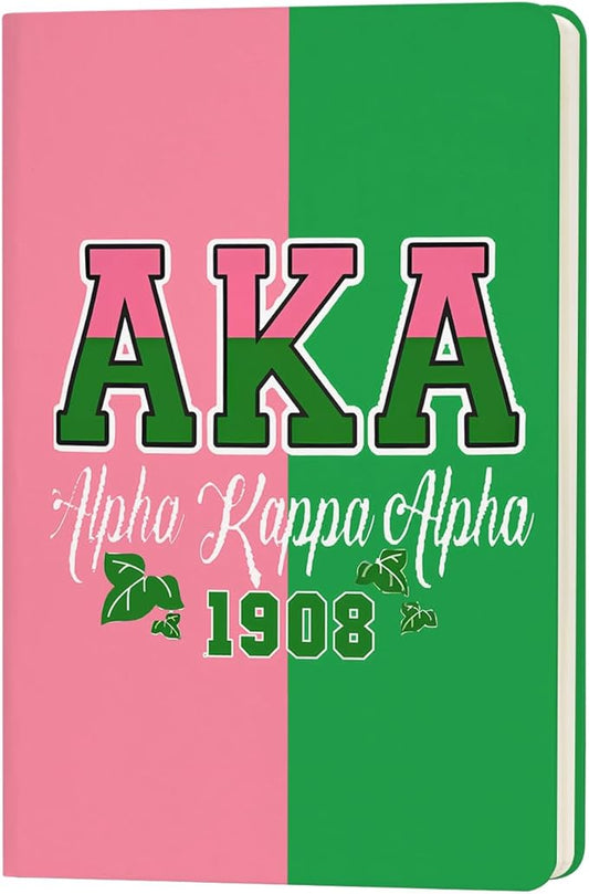 AKA Sorority Gift Leather Notebook for Women Girls Pink and Green Greek Sorority Journal Notebook Sisterhood Graduation Gift (2)