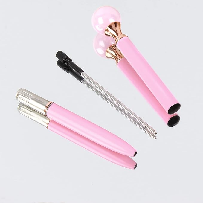 6 Pieces False Pearl Decoration Twist Metal Ballpoint Pen Ball Pen 1.0 MM Black Ink