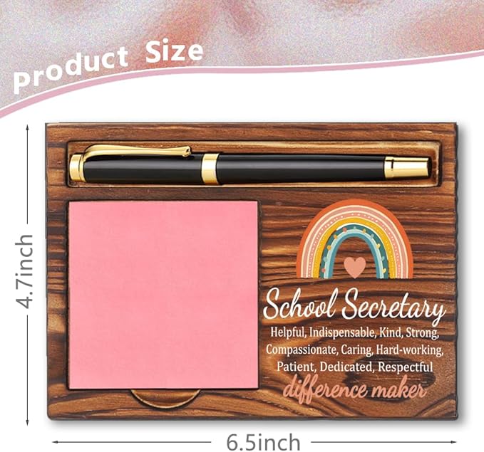 School Secretary Sticky Note Holder, Thank You School Secretary Gifts, School Secretary Appreciation Gifts, School Secretary Office Decor Self-Stick Note Pad Holders YB368