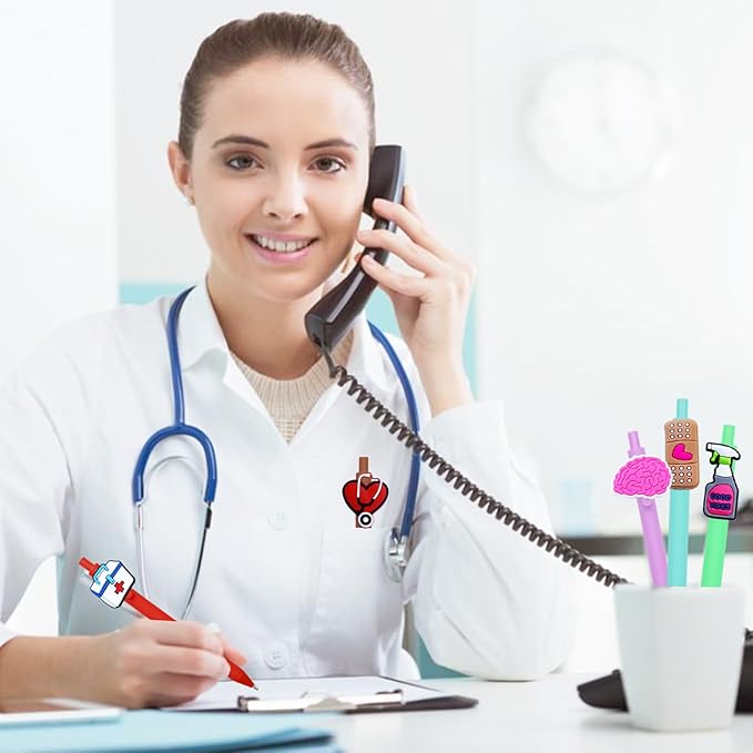 12 Pcs Nurse Pens Cute Nursing Student Essentials Pens, Include 6 replacement refills Writing Instruments for Nurses, Medical Assistants, Students, Workers Office Appreciation Gifts