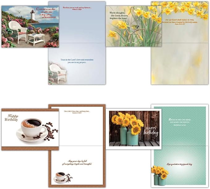 All Occassion Greeting Cards - King James Version Scriptures - Assorted Designs - 48 Count