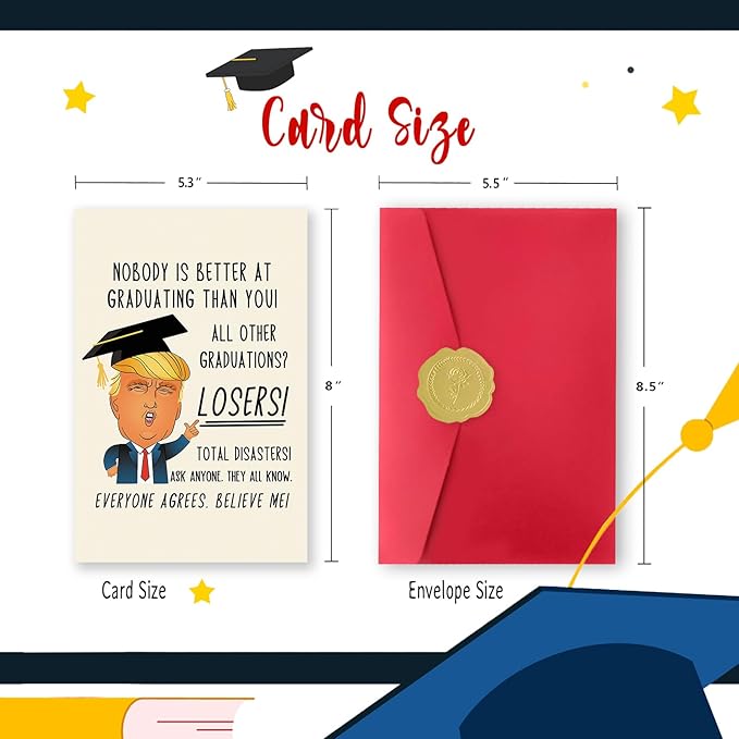 Humorous Trump Graduation Gifts for Him Her, Funny Graduation Card for Friends Women Men, Best Graduation Gift Card