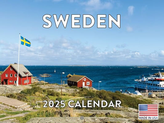 Sweden Calendar 2025 Monthly Wall Stockholm Northern Lights Calender 12 Month | American Made In The USA