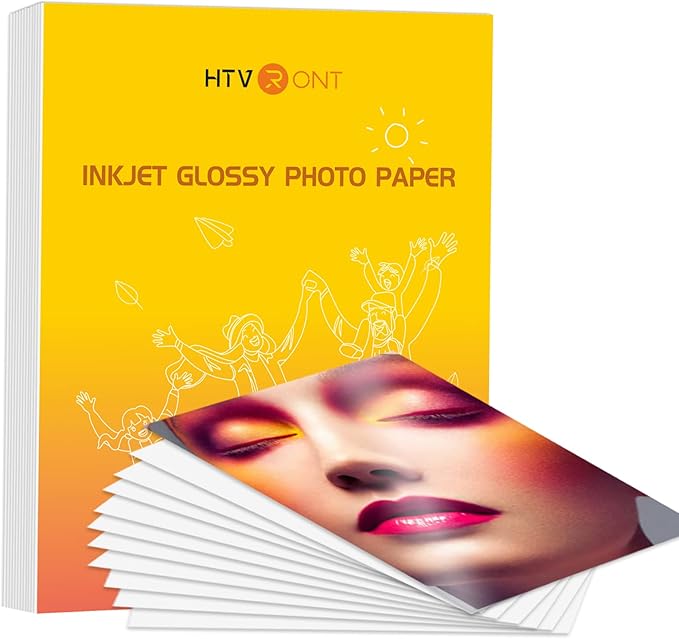 HTVRONT Glossy Photo Paper for Printer, 100 Sheets Inkjet Printer Paper for Chip Bag Paper—Instant Dry Photo Paper 8.5 x 11 Glossy 180gsm