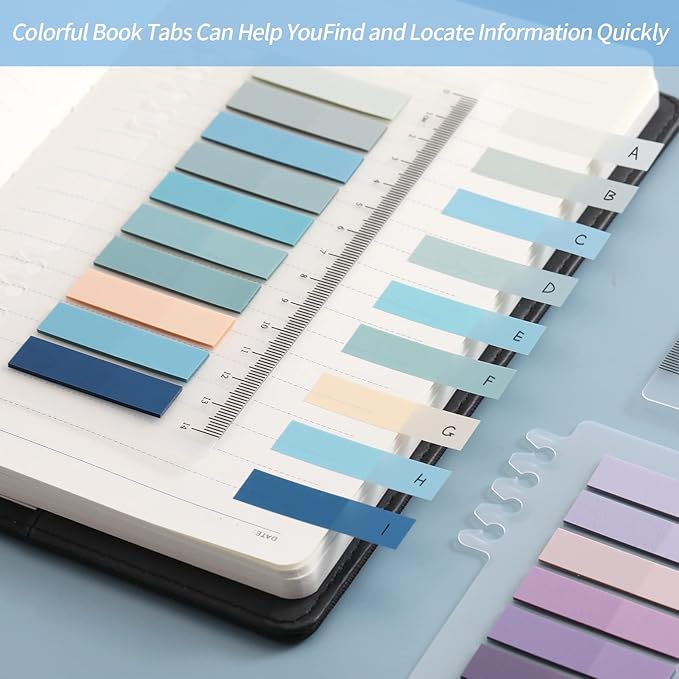2000Pcs Sticky Tabs for Annotating Books, Clear Sticky Notes for Binders, Page Markers for Notebooks, Multi-Colored Writable and Repositionable Book Flags Strip Index Tabs