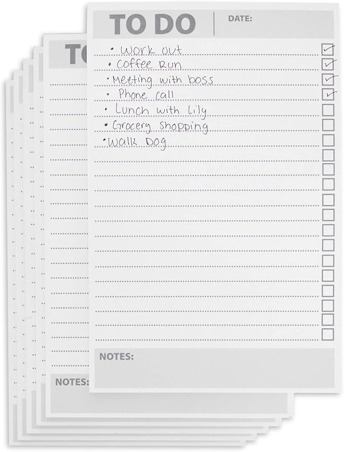Paper Junkie 6 Pack To Do List Notepads, Daily Reminder Checklist (8.5 x 5.5 In, 60 Sheets Each)