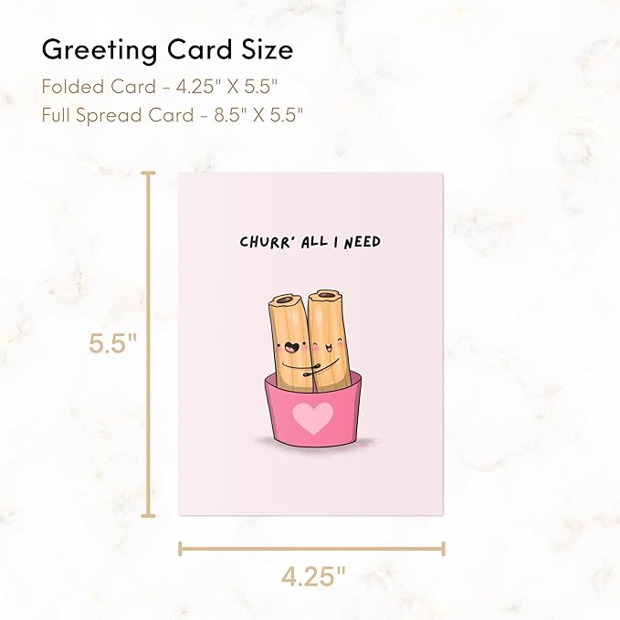 ALY LOU Anniversary Card for Her Him/Girlfriend Wife/Husband Boyfriend, Friendship Thank You Birthday Kawaii Greeting Card (Churr’ all I need (Churros))