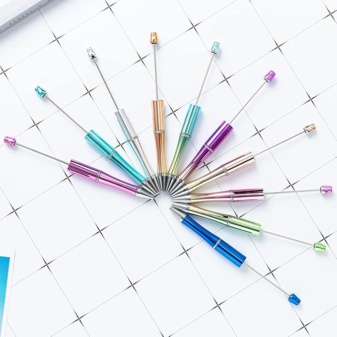 PASISIBICK Plastic UV Beadable Pens, Bead Pens for DIY PPL Gift with Shaft Black Ink, 18 Pieces