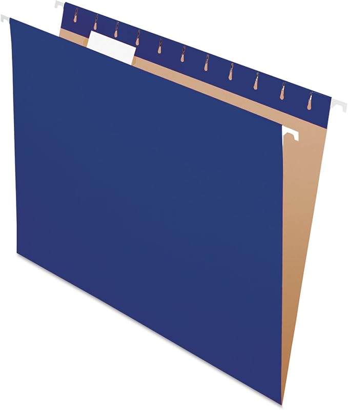 Pendaflex Recycled Hanging Folders, Letter Size, Navy, 1/5 Cut, 25/BX (81615EE)