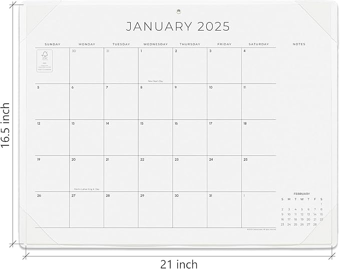 Cabbrix Simplified Desk Calendar 2025-2026 with Desktop Mat, Desk Pad Calendar Large 21" x 16-1/2" Runs from Jan 2025 to Jun 2026, Monthly Desktop Calendar for Home School and Office (Beige)