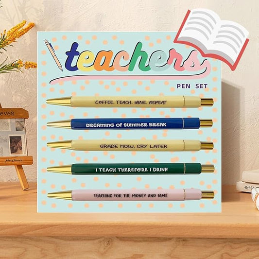 Funny pens,5-Count,Black Ink,Medium Nib 1.0mm,Funny Office Gifts for Coworkers,Personalized Pens Vibrant Funny Quotes Swear Word Daily Pen (Teacher Pens)