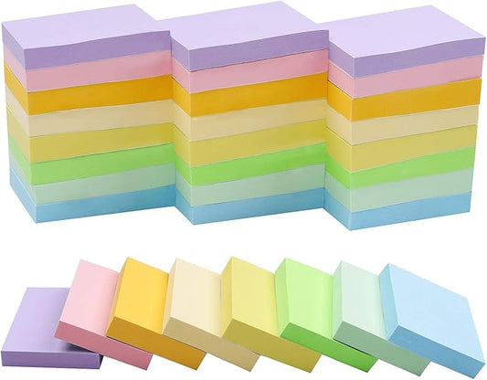 Vanpad Sticky Notes 1.5x2 Inches,48 Pads, Light Colors Self-Stick Pads,75 Sheets/Pad