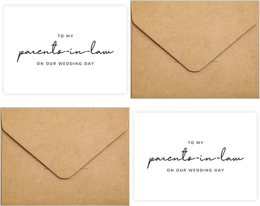 Set of 2 Parents In Law Wedding Day Card, Parents In Law Of The Bride/Groom Gifts, To My Parents In Law On Our Wedding Day. (Parents-in-Law B)
