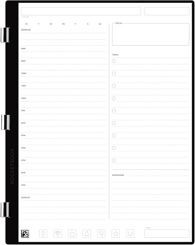 Rocketbook New Pro Daily/To-Do Page Pack | Scannable Pro Pages for To Do Lists and Agendas - Write, Scan, Erase, Reuse | 20 Sheets | Letter Size: 7.8 in x 10.5 in
