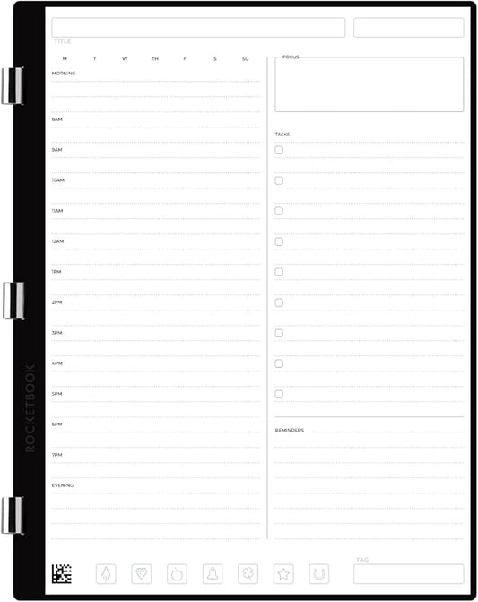 Rocketbook New Pro Daily/To-Do Page Pack | Scannable Pro Pages for To Do Lists and Agendas - Write, Scan, Erase, Reuse | 20 Sheets | Letter Size: 7.8 in x 10.5 in