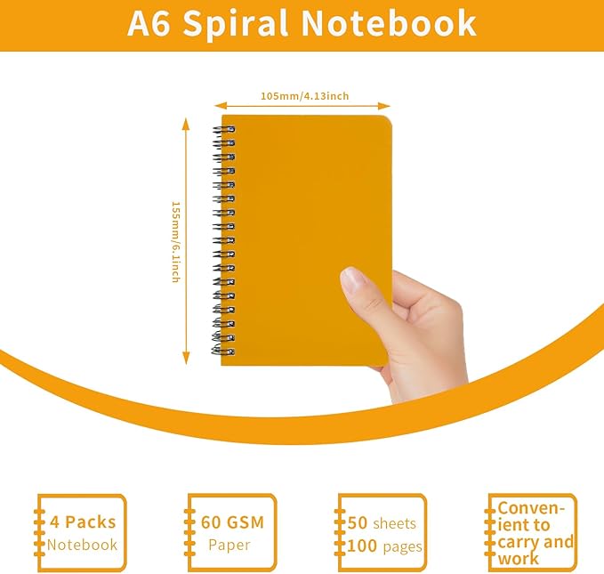 Spiral Notebook 4Pack Pocket Notebook 4.2"x 6.1" Pocket Notepad Small Notebook (4Pack Spiral Notebook-2)