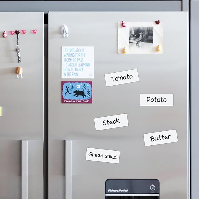 Dry Erase Magnetic Labels 3.1x1.2 Inch White, Reusable Magnetic Dry Erase Labels for Whiteboards,Pack of 40