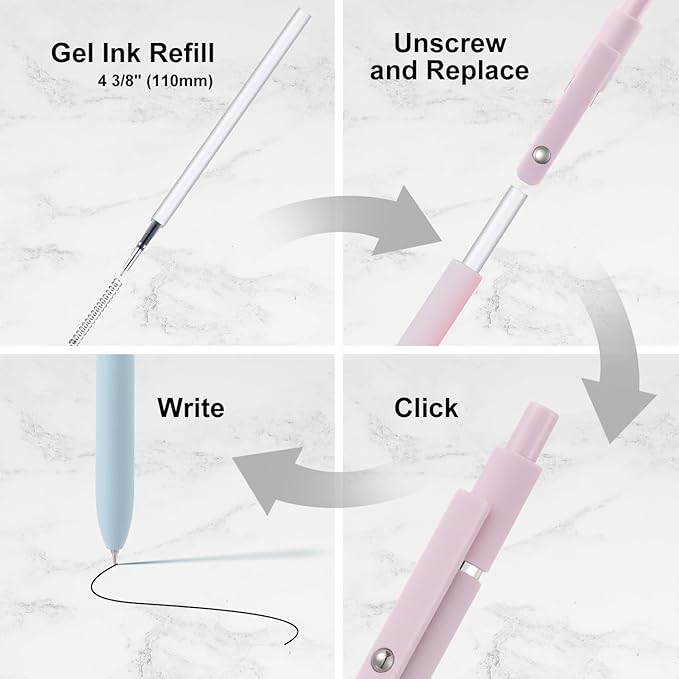 LINFANC 12 Pack Gel Pens Cute Pens Medium Point 0.7mm Pen Black Ink Pens for Journaling Aesthetic Pens Gel Pens School Supplies Black Pens Gel Ink Pen Office Supplies