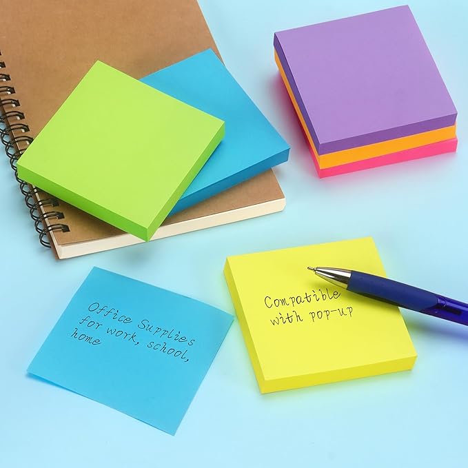 Early Buy Pop Up Sticky Notes 3x3 Refills Self-Stick Notes 6 Pads, 6 Bright Colors, 100 Sheets/Pad (6 Bright)