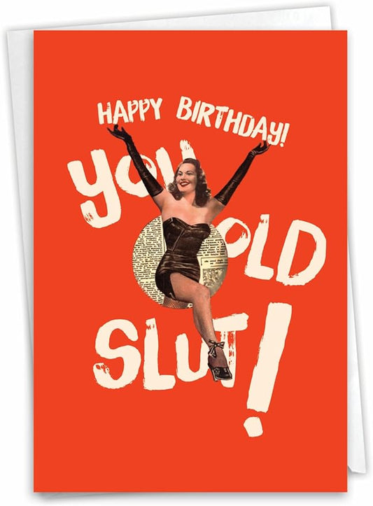 NobleWorks - 1 Sassy Happy Birthday Card Funny - Hilarious Grown-Up Card for Women, Wife, Stationery Humor - Old Lady C7020BDG