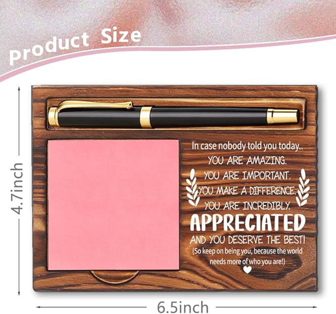 Appreciation Sticky Note Holder, Thank You Appreciation Gifts for Women Men Teacher Friends Coworker Nurse Employee, Inspirational Quote for Desk Self-Stick Note Pad Holders YB363