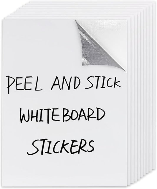 Dry Erase Board Sticker- Whiteboard Stickers-8.3''x11.7'' Removable Dry Erase Sheets- Fridge Dry Erase Paper for Wall/Desk/Refrigerator/Door/Locker/Home/Office/Classroom (White-10 Pcs)