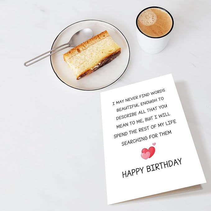 Chenive Sweet Birthday Card for Him Her, Romantic Poem Birthday Card for Husband Wife, Happy Birthday Card for Boyfriend Girlfriend Soulmate, Love of My Life