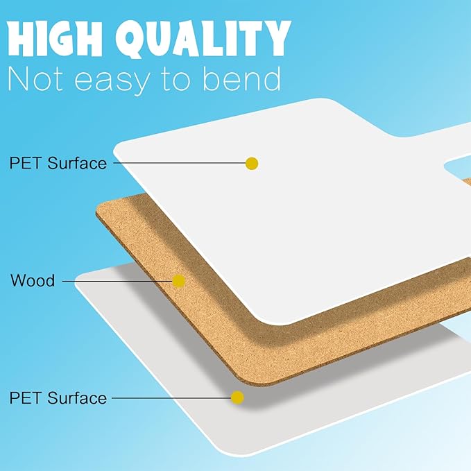 3Packs Dry Erase Paddles with Handle, 3Pcs Double Sided Answer Paddle White Boards with 3 Markers and 3 Erasers for Teaching Meeting Supplies