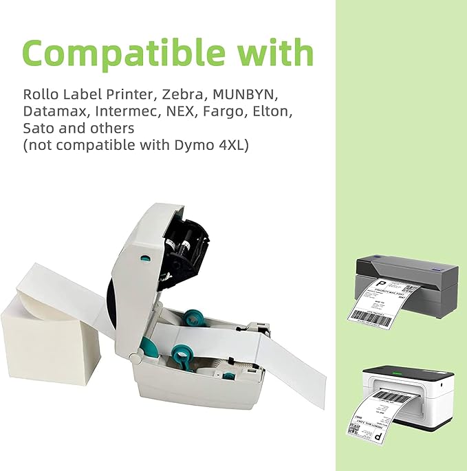 8 Stacks 4" x 6" Fanfold Direct Thermal Labels, Mailing Postage Shipping Label with Perforated, Compatible with Zebra, Rollo, MUNBYN, NELKO Label Printer(500 Labels/Stack, Total 2000 Labels)