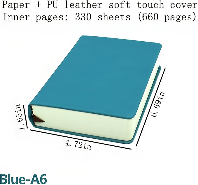 jooact Thick Sketchbook 660 Pages Notebook Soft Faux Leather Cover Journal 80GSM Paper Notepad Drawing Book Memo Writing Sketch Pad Diary Notebook
