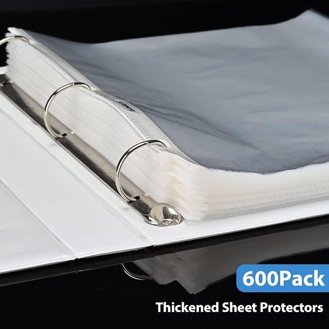 Sheet Protectors 600 Page,Page Protector 8.5" x 11" ,Upgraded Thick Material,for 3 Ring Binder, Top Loading Paper Protector with Reinforced Holes,Holds Multiple Sheets