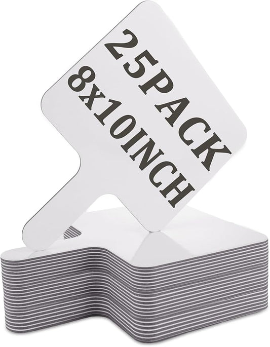 Acrux7 25 Pack Dry Erase Paddles 10" x 8" Handheld Whiteboard Paddles, Double Sided White Board Paddles, Small Dry Erase Answer Paddles for Classroom, Teaching, Auction, Office, Meeting, Party
