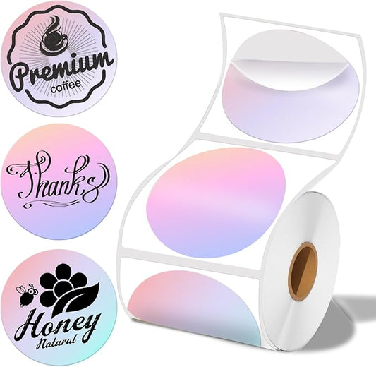 2 x 2 Round Thermal Labels, 2 inch Round Thermal Sticker Labels for Business and Home, for Label Printer, for M110/M220/M221 Label Maker,140 Labels for Printer, Fantasy Purple
