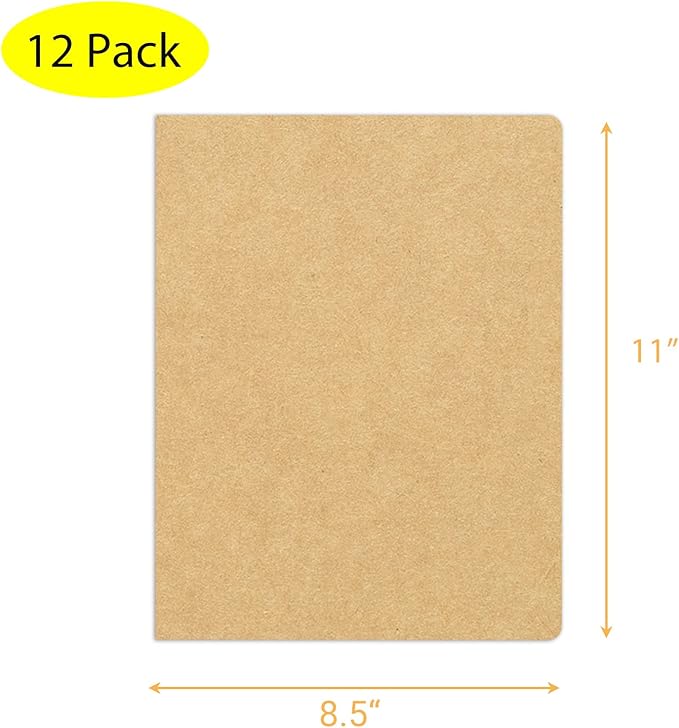 12 Pack 8.5x11 inch Large Blank Notebook Journals Bulk, 60 Pages, Sketchbook Composition Notebook Journals Subject Notebooks Planner for College Students Office