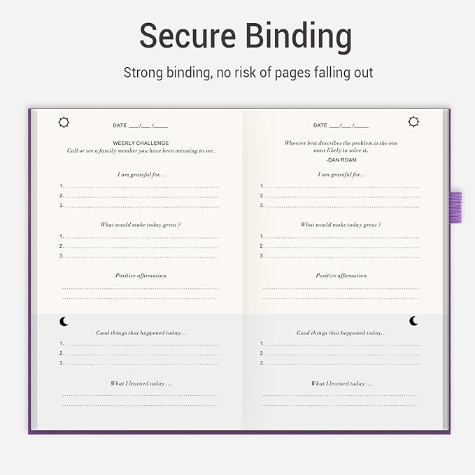 The Gratitude Journal: Inspire Thankfulness, Mindfulness, Positivity, Happiness,Upgraded with Pen Holder, Inner Pocket & Elastic Closure Band (Purple)