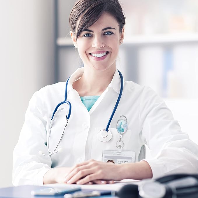 Badge Reels Retractable,Double Sided Color Print Pattern Retractable Badge Holders,with Retractable Keychain, Badge Clip and Key Ring,Durable Nylon Retractable Rope,Green Marble