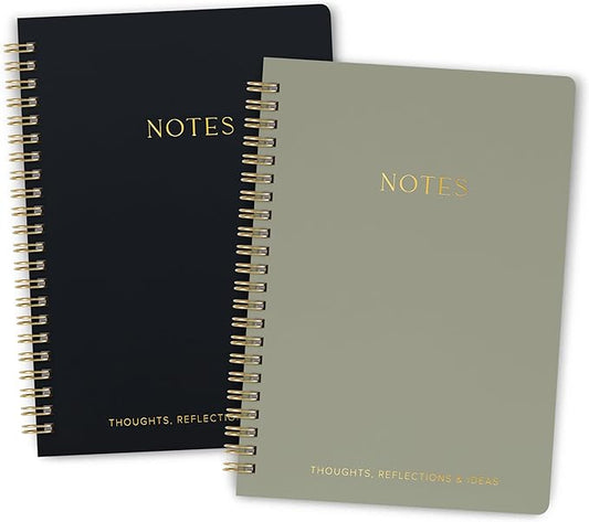 Aesthetic Spiral Notebook Set of 2 For Women and Men - Cute College Ruled 8x6 Bible Study Journal/Notebook with Pockets And Lined Pages - Perfect A5 Supplies to Stay Organized at Work or School