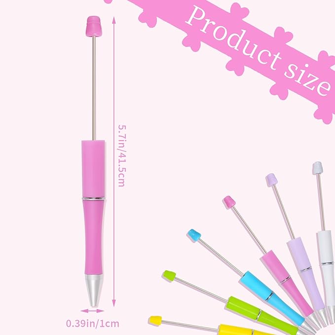 jiebor 30Pcs Beadable Pens Plastic Bead Pen Black Ink Ballpoint Pens Diy Pens Cute Cool Pens for Teacher Bridal Women Men Graduation Gift Office Supplies