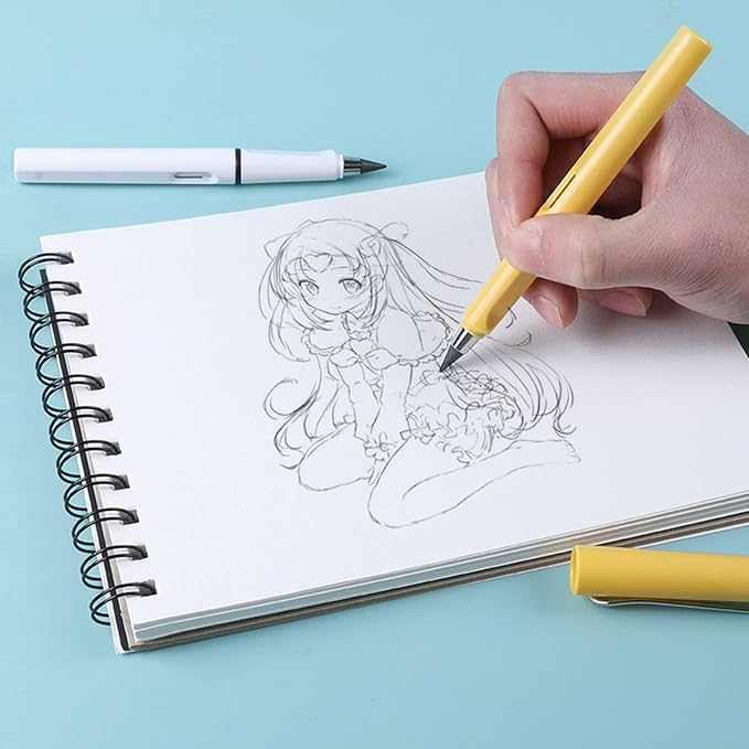 Infinity Forever Pencil - 0.7mm Infinite Everlasting Metal Inkless Pencils Set with Eraser , No Need Sharpened, Replace Mechanical Pen for Sketch , Drawing and Writing(With 8Pcs Nibs and Pen Case)