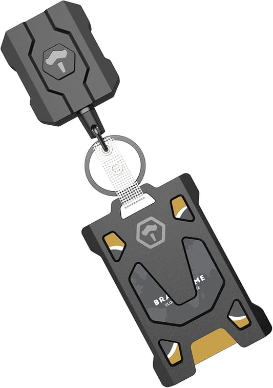 Retractable Keychain Badge Holder with Belt Clip, Heavy Duty Carabiner ID Badge Clip Reel, 31.5” Steel Retractable Cord, 10 oz Rebound,Black-1 Pack (with 1 Badge Clip)