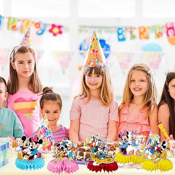 DoMiDoLa 5Pcs Mickey Party supplies set Honeycomb Centerpieces Double Sided Table Topper for Birthday Party Decorations(Honeycomb)