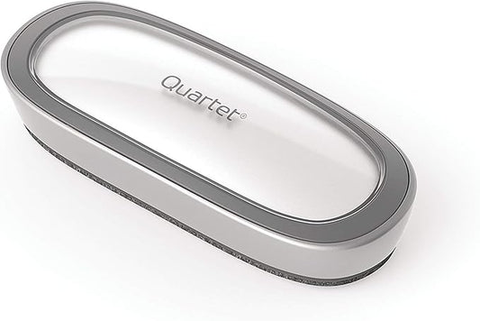 Quartet White Board Dry Erase Board Eraser, 6" x 2-3/8", Premium Max Clean for Dry Erase Markers, Includes Magnetic Caddy Holder, Home School Supplies & Home Office Accessories, Silver (DFEB5)