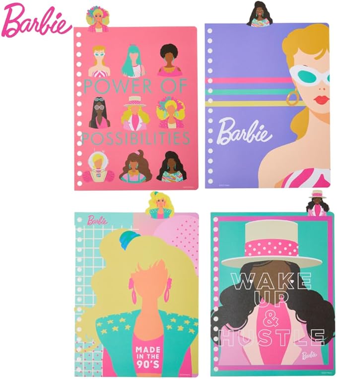 Innovative Designs Barbie Tab Journal Notebook for Kids, Spiral Bound, 96 Lined Pages, 8 x 7 inches, Pink