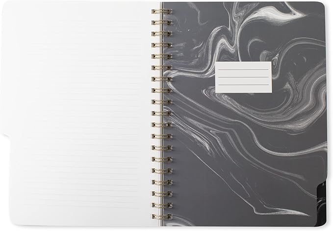 Fringe Studio Large Tab Notebook,Marble Gray, Flexible Paperback Cover, College Ruled, 5 Subject/Die-Cut Dividers, Notebook, 7.25" X 10", 180 Lined Pages (343005), Multicolor