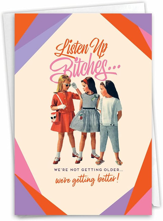 NobleWorks Humorous Blank Birthday Greeting Card with 5 x 7 Inch Envelope (1 Card) Listen Up C7026BDB