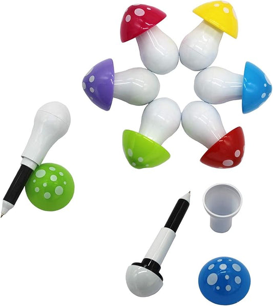30pcs Mushroom Ballpoint Pen Cute Cartoon Retractable Ball Pen for Kids (Random Color)