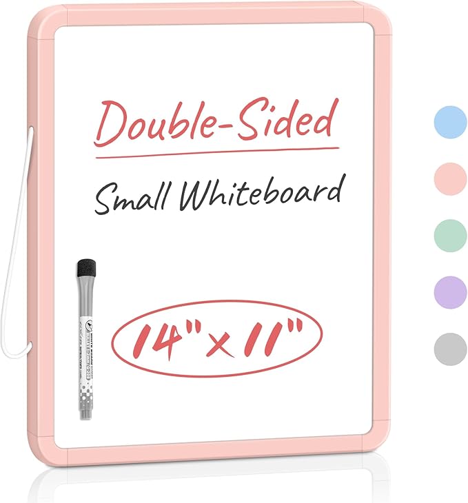 Small Double-Sided White Board Dry Erase Board For Wall, 14"x11" Hanging Whiteboard for Door, Mini Dry Erase Board with a black dry erase marker, Small Whiteboard for Kids Students, Back To School, Pk