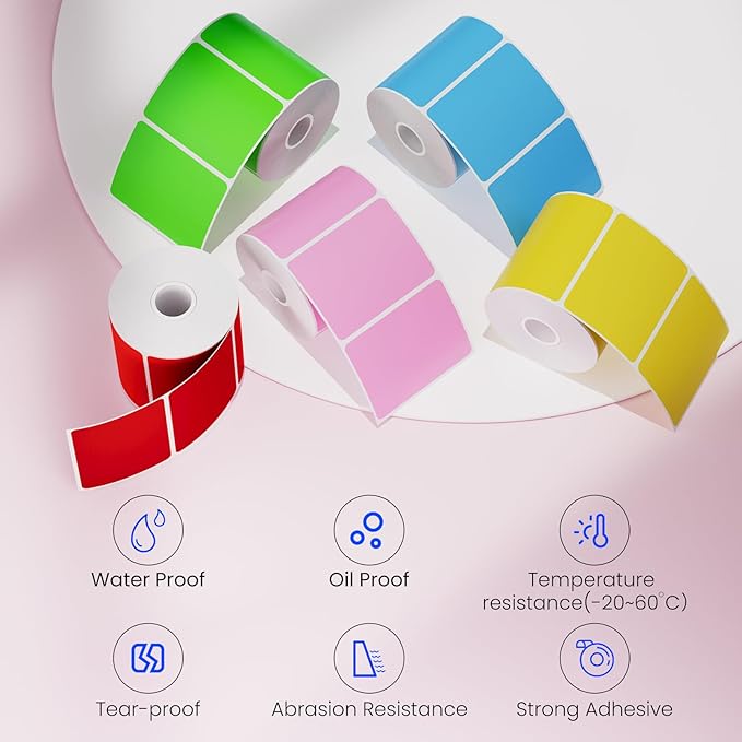 CLABEL Thermal Label 1.57'' x 1.18'' (40x30mm) Self-Adhesive Stickers for 220B/221B/230B Label Maker 330 Labels/Roll Black Text on Yellow Paper in Stronger Waterproof Tear-Resistant for Business Home